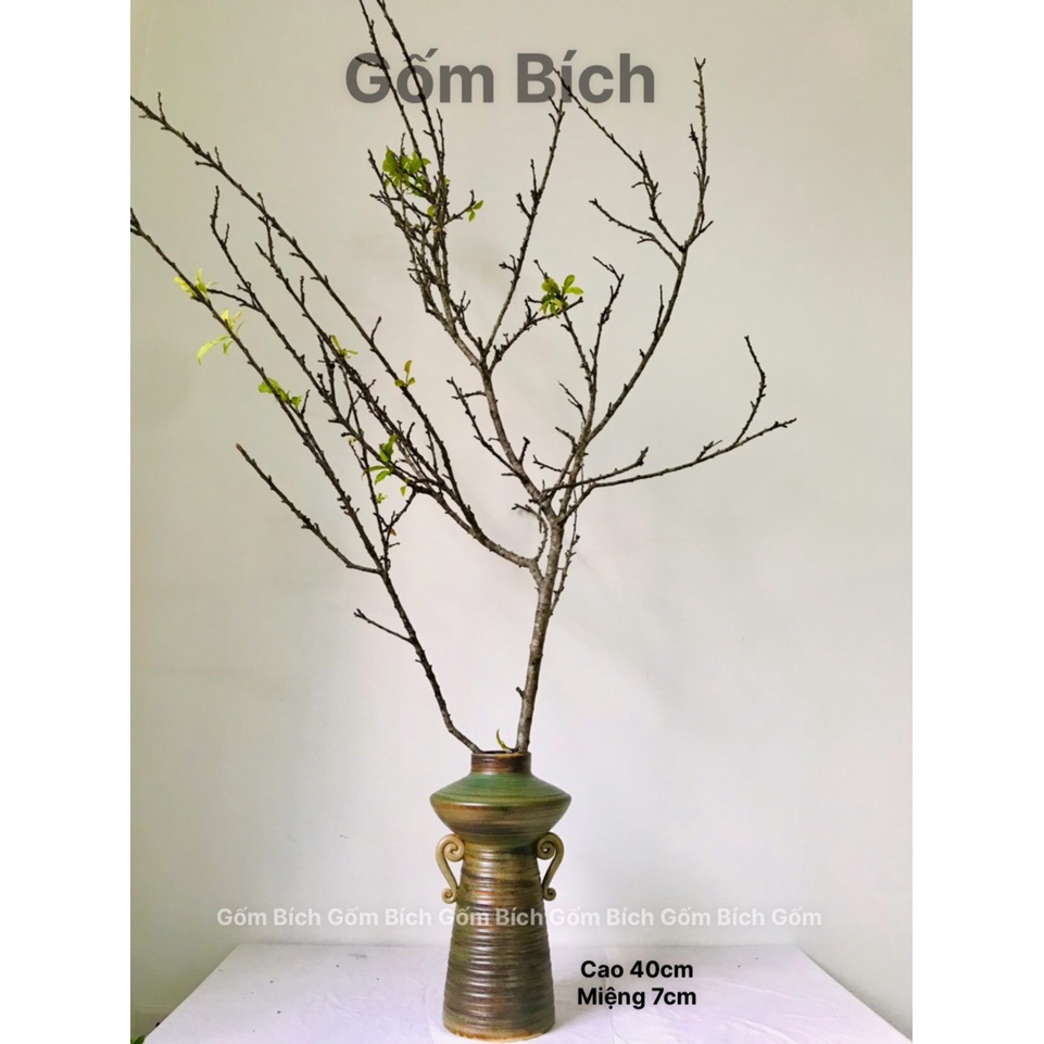 Bình Hoa Lọ Hoa Cao 36cm Men Mộc Cắm Cành Hồng Cành Táo Đẹp Gốm Sứ Bát Tràng - Gốm Bích