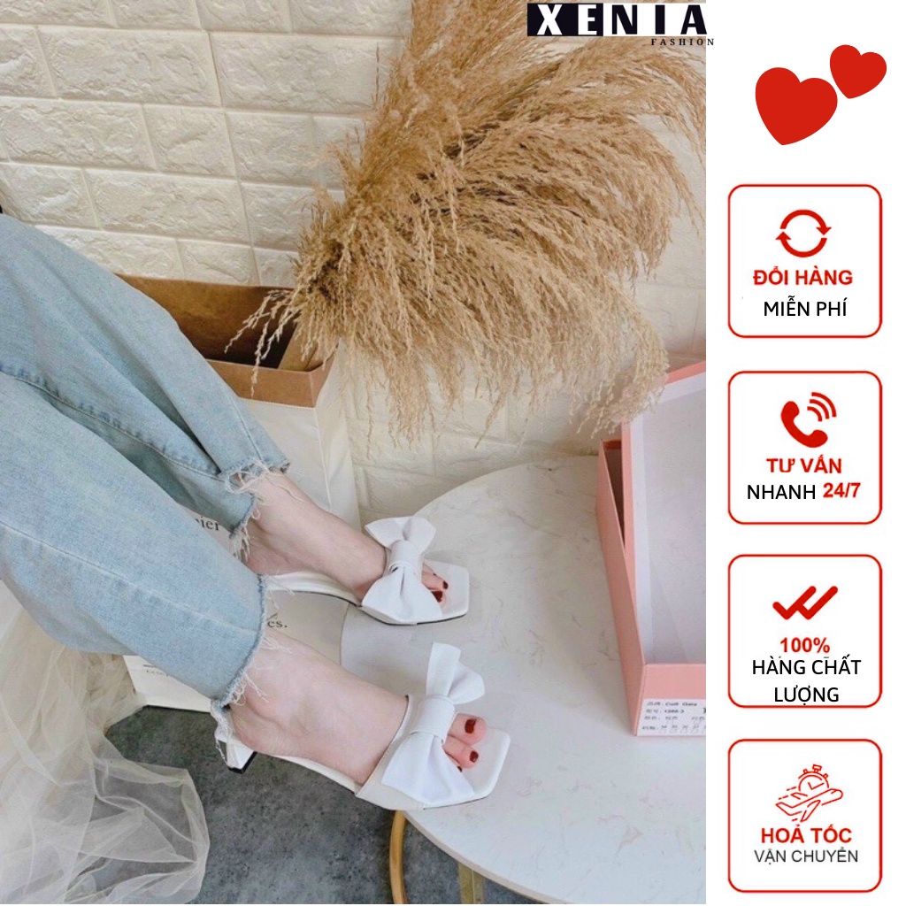 Dép Lê Nữ, Giày Cao Gót Cột Nơ XInh Tăng Chiều Cao 5 Phân Xenia XN616.