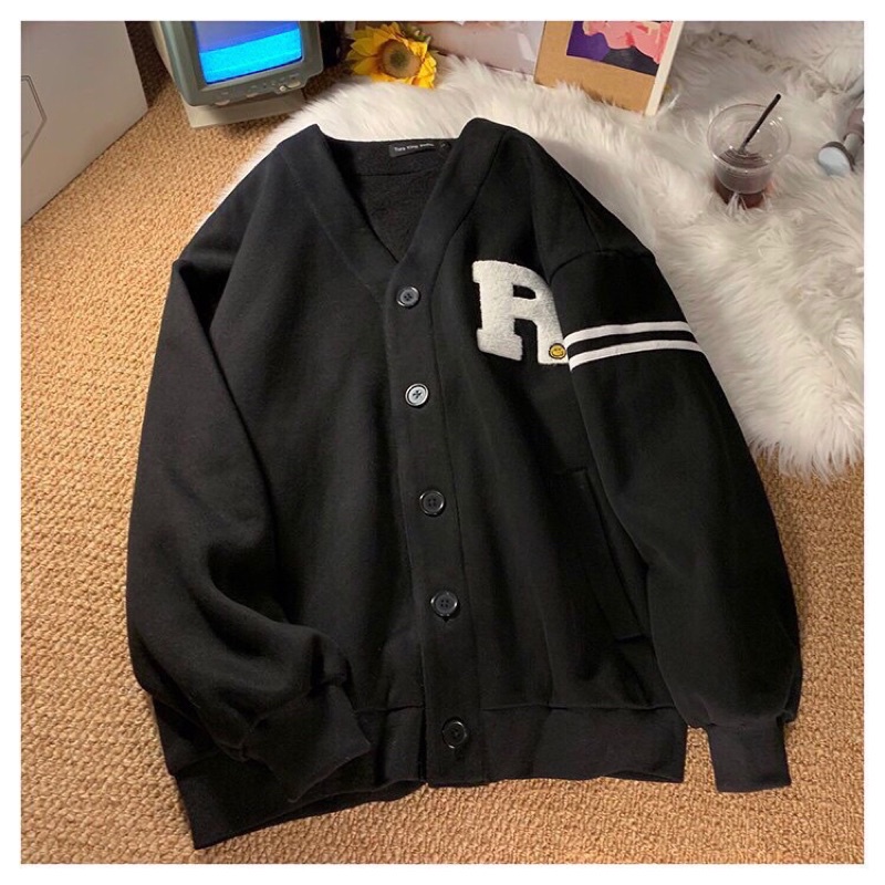 Áo Khoác Cardigan Hàn Quốc 2 Màu Đen Be