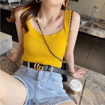 Áo Dệt Kim Hai Dây Ôm Dáng Màu Trắng Thời Trang Mùa Hè Cho Nữ