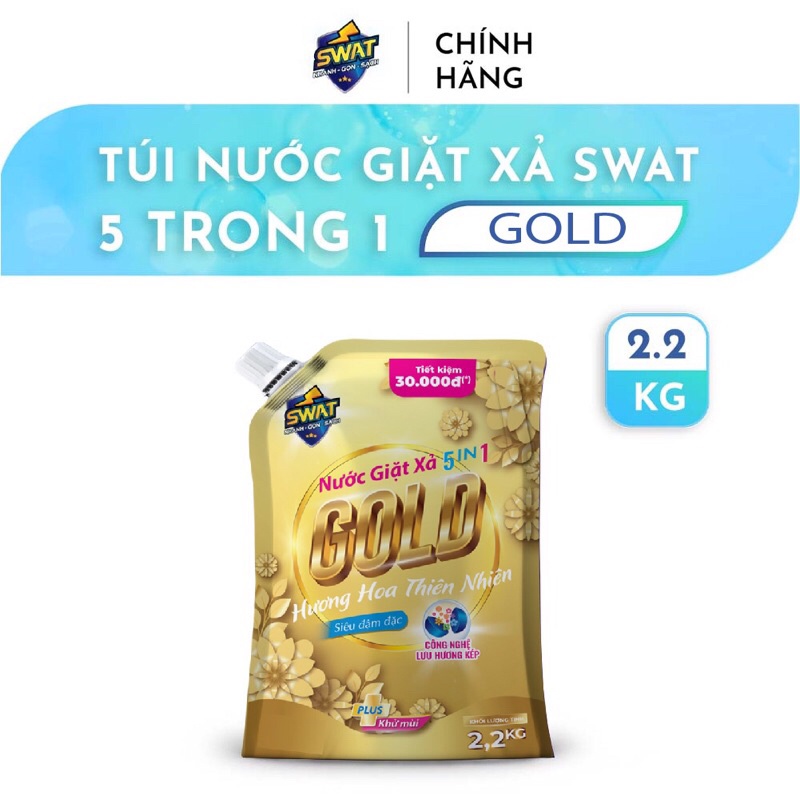 Nước giặt xả Swat 5in1 dạng túi 2,2L (đủ màu)