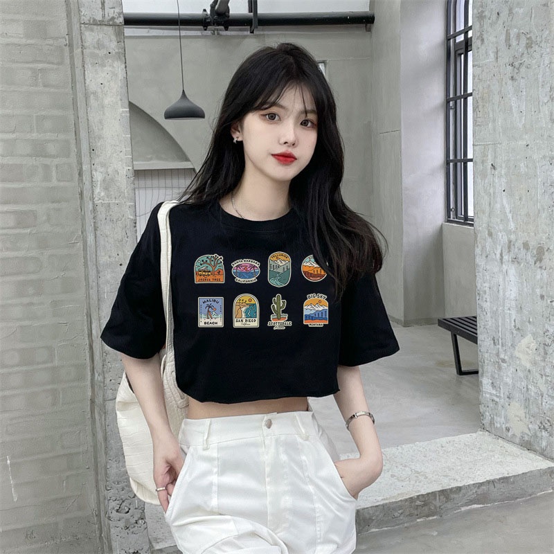 Áo Thun Crotop Form Rộng Unisex Tay Ngắn In Hình 8 ICON Siêu Chất Ulzzang Style Hàn Quốc TTT0168