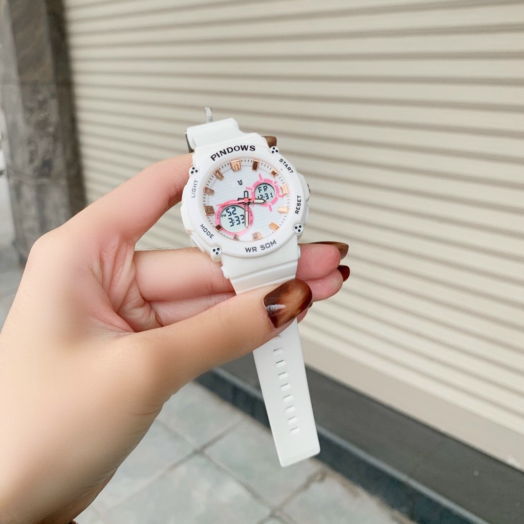Đồng hồ thể thao nam nữ dây nhựa chính hãng thời trang mặt tròn, chống nước Pindows PD-622