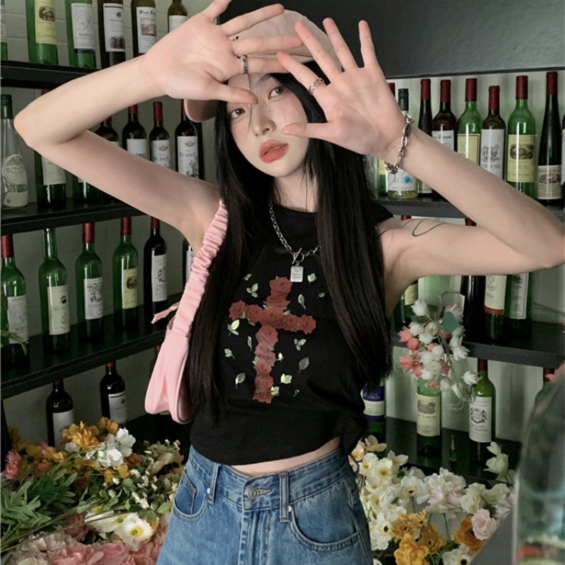 Áo Thun Tay Ngắn Dáng Rộng In Họa Tiết Phong Cách Retro Thời Trang Mùa Hè Cho Nữ