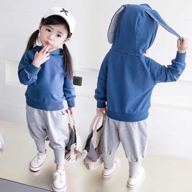 Bộ nỉ tai thỏ cho bé
