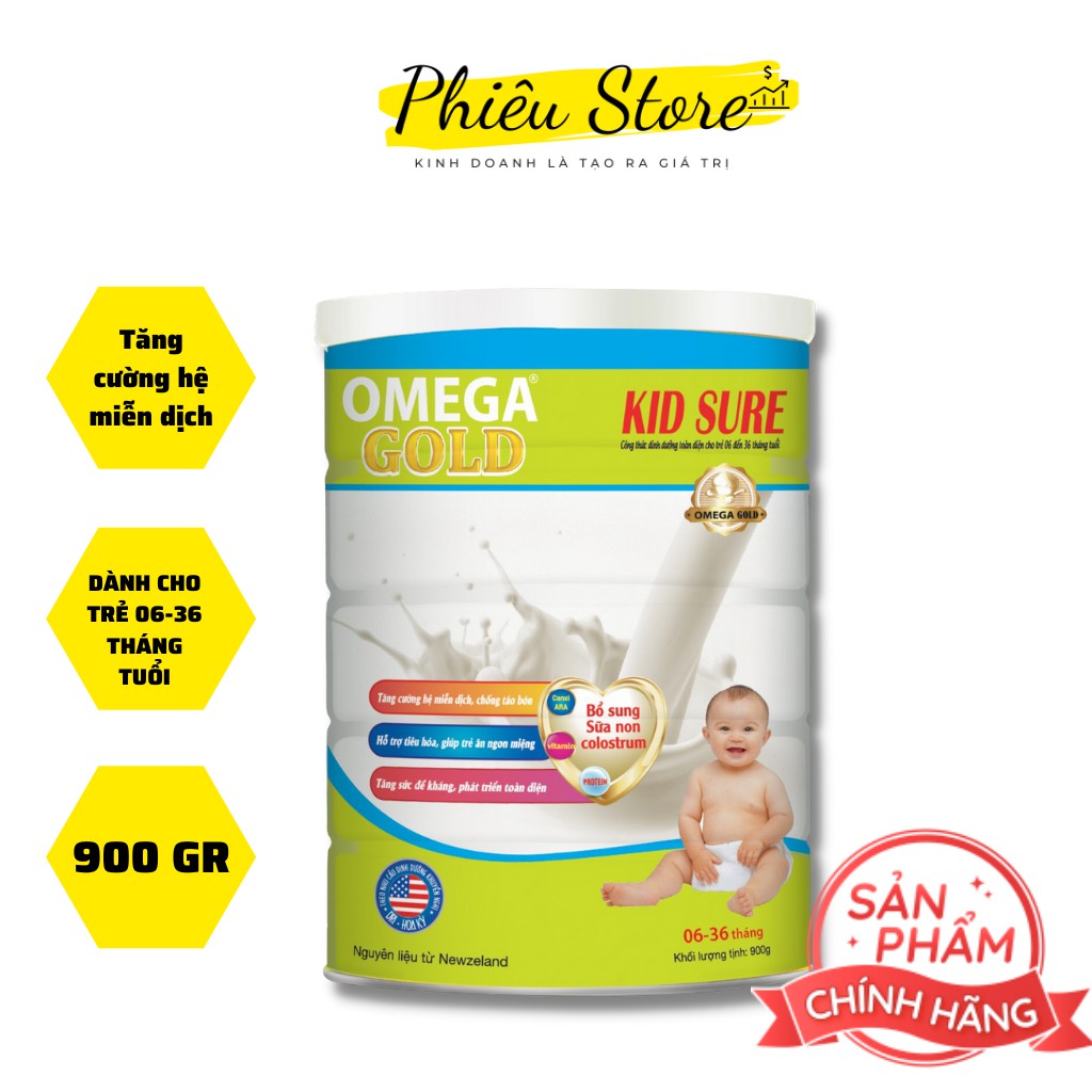 Sữa Omega Gold Kid Sure 900gr ★𝐅𝐑𝐄𝐄 𝐒𝐇𝐈𝐏★ sữa bột cao cấp bổ sung sữa non cho trẻ từ 6-36 tháng