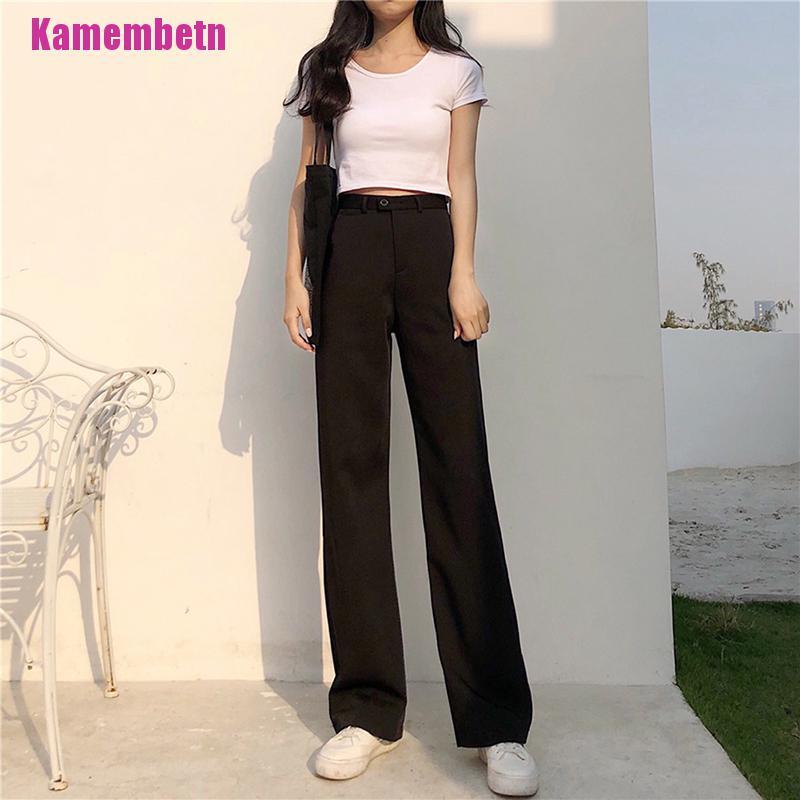 Quần Chiffon Ống Rộng Lưng Cao Màu Đen Thời Trang Công Sở Cho Nữ | BigBuy360 - bigbuy360.vn