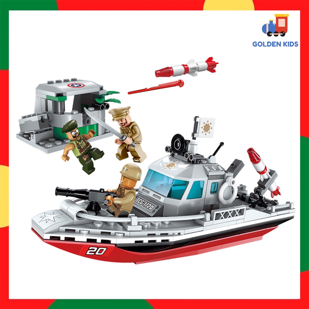Đồ chơi xếp hình tàu thủy, lego tàu thủy - QMAN 1720 Tàu chiến hạm tàu thủy (235 chi tiết) - Đồ chơi trí tuệ