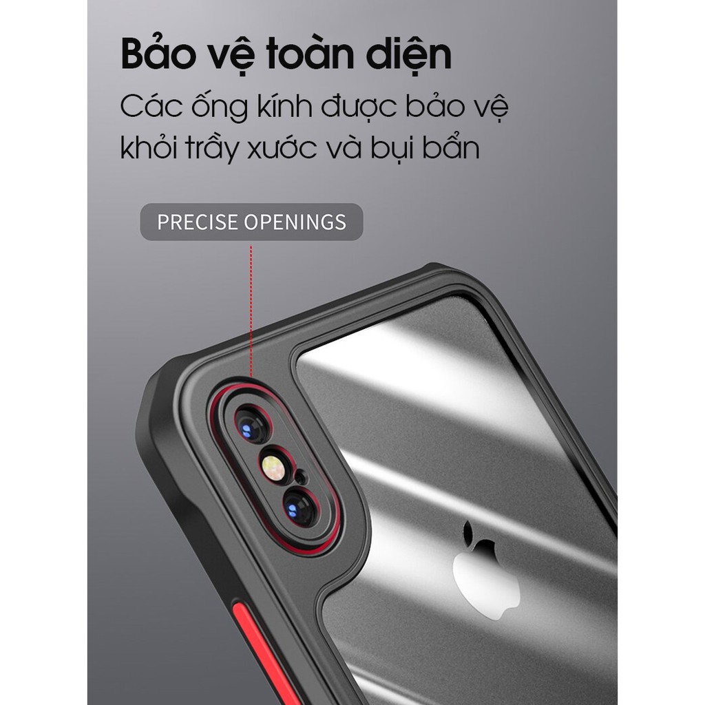 Ốp lưng iPhone XR / X / XS / XS Max - Chính hãng IPAKY - Mặt lưng trong, Viền màu, có chữ chìm REFRACTION