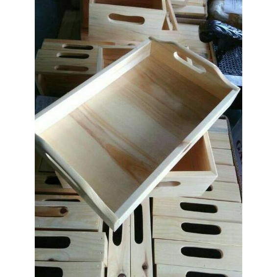 Khay Gỗ Thông Có Tay Cầm Cong Kích Thước 40x30 | BigBuy360 - bigbuy360.vn