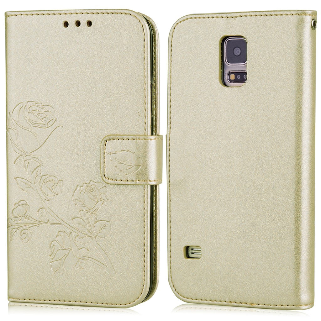 For Samsung S5 S4 phone case 3D Embossed Flower Leather cover