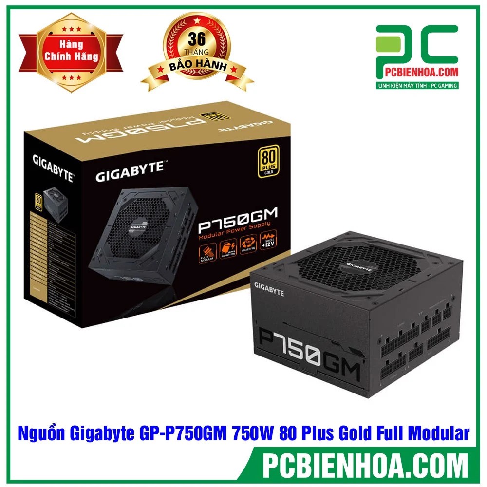 NGUỒN MÁY TÍNH GIGABYTE GP-P750GM 750W 80 PLUS GOLD FULL MODULAR CHÍNH HÃNG