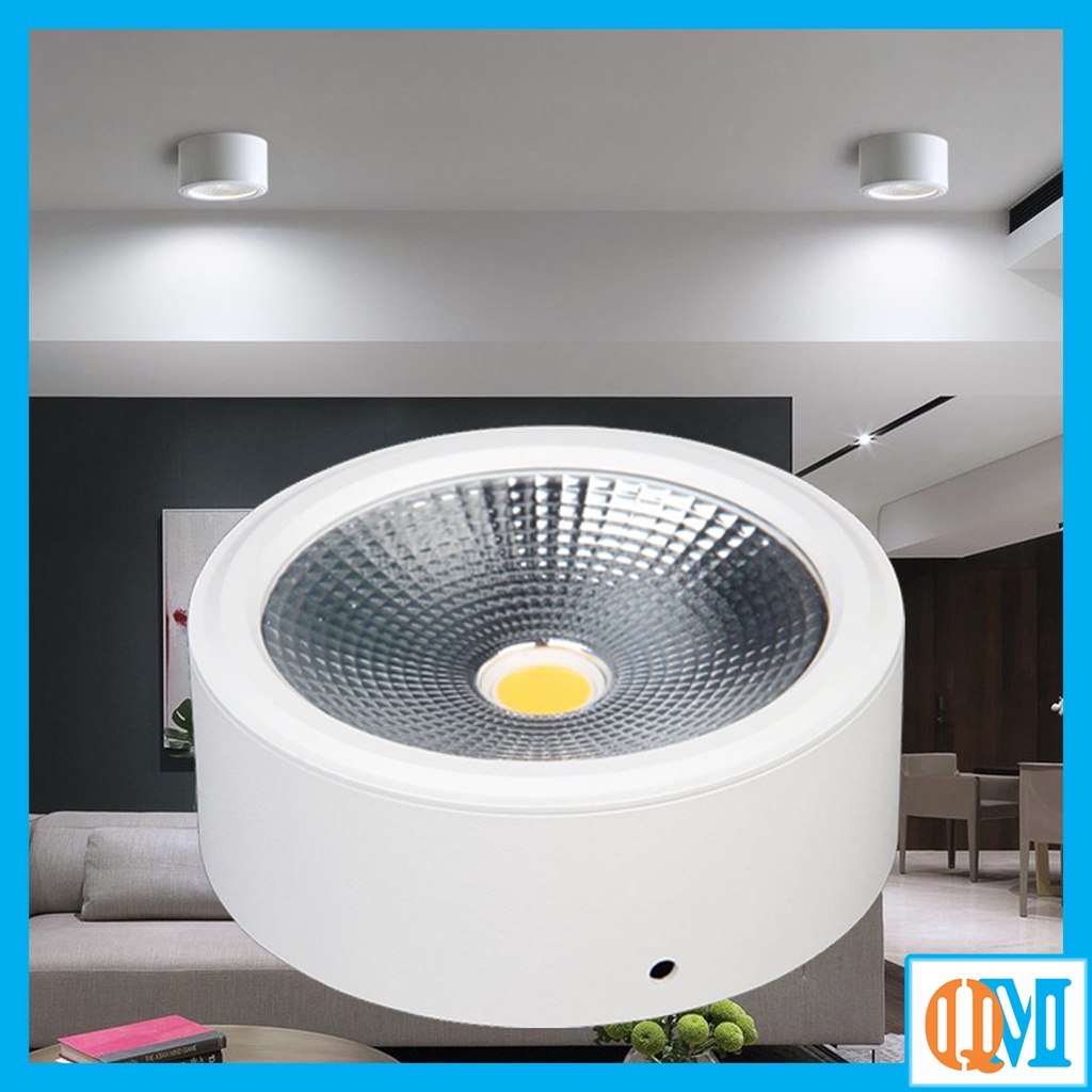 Đèn LED ống bơ COB ốp trần nổi 3 chế độ ánh sáng 7W - 12W hai màu đen, trắng BH 2 năm