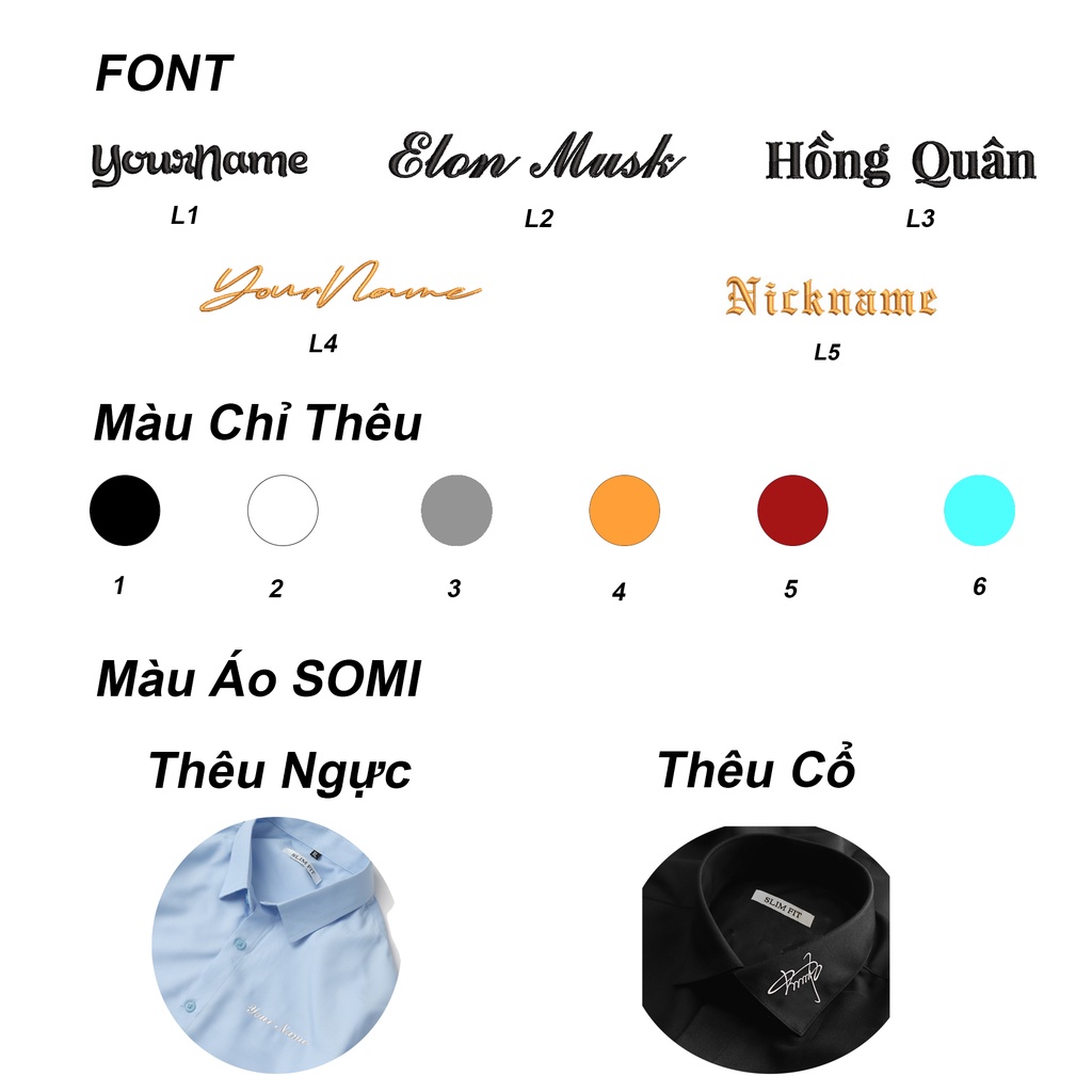 Áo SOMI thêu tên dáng Slim-Fit vải Cotton mền mại, chuẩn Form trẻ trung, thanh lịch - OMSHALA
