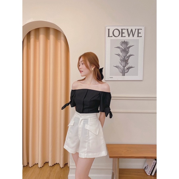 Quần short nữ ống rộng, Poppy LUCETFASHION, quần đùi nữ