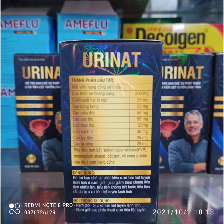 Urinat - Hộp 60 viên  - Dùng cho nam giới phì đại tiền liệt tuyến