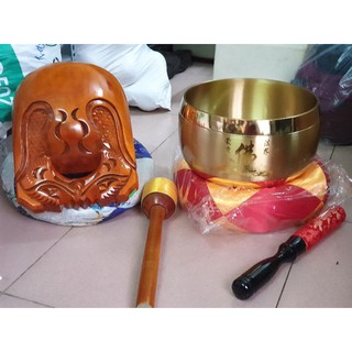 Chuông Đài Loan 10in đk 24cm, mõ gỗ mít 9in loại 1