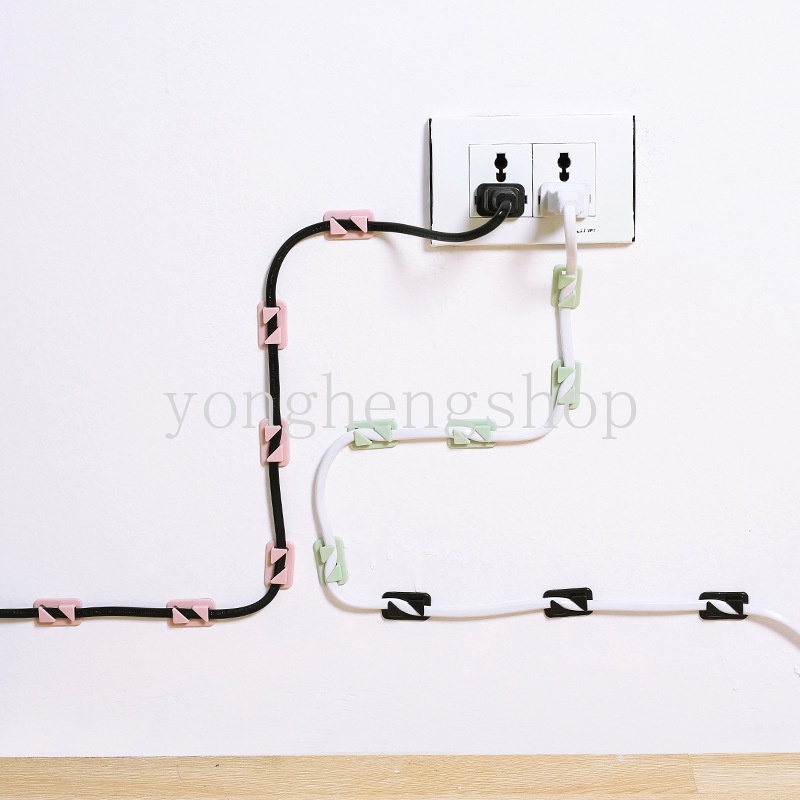 Set 12 kẹp giữ dây cáp gắn tường tự dính tiện lợi cho gia đình / văn phòng