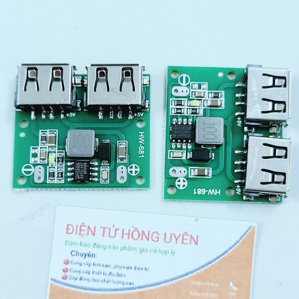 Mạch sạc điện thoại 5V 3A (/2 mạch). Chế sạc điện thoại trên ô tô, xe máy. Điện vào 12V - 24V. Điện áp ra 2 USB 5V 3A