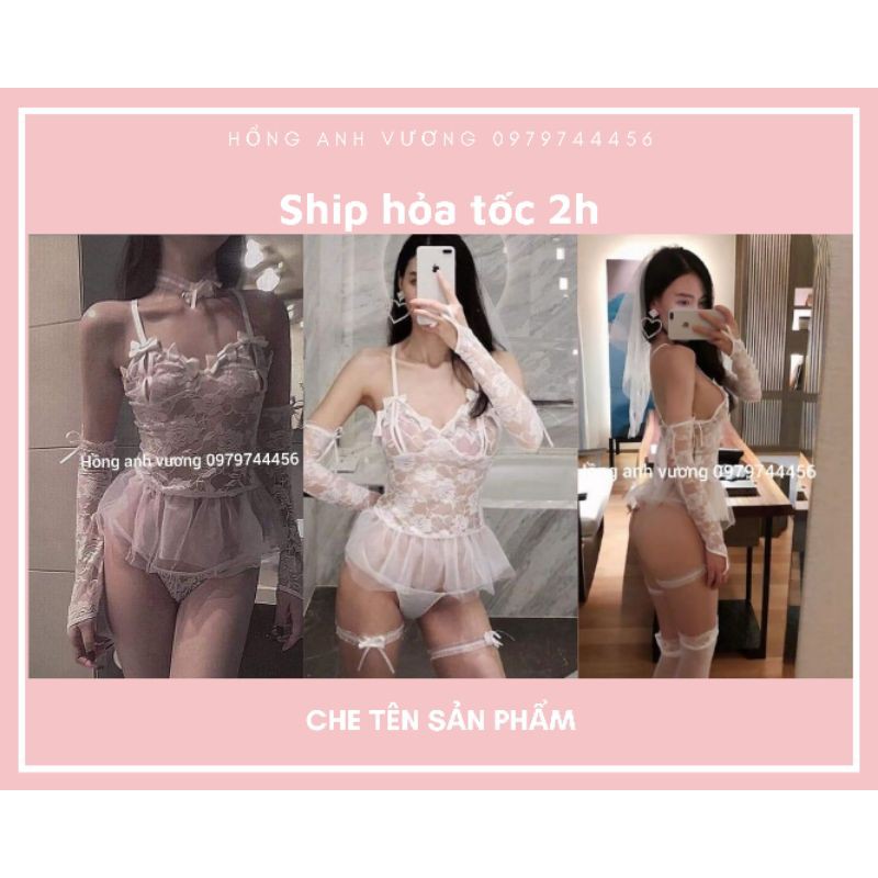 đồ hóa trang cô dâu kèm găng tay voan chụp đầu gợi cảm