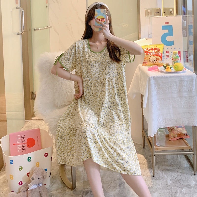 Váy mặc nhà, váy bầu lanh lụa siêu mềm mát, freesize rộng rãi