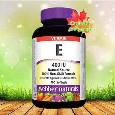 DATE 2/2025, Hàng Canada NEW Webber Natural 300 Viên Nang 400IU Vitamin E Giúp Da Chống Ô Hóa, giữ trẻ và Giảm Stress