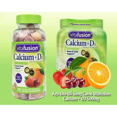 Vitafusion Kẹo dẻo bổ sung Calcium 500mg + Vitamin D3 100 viên của Mỹ