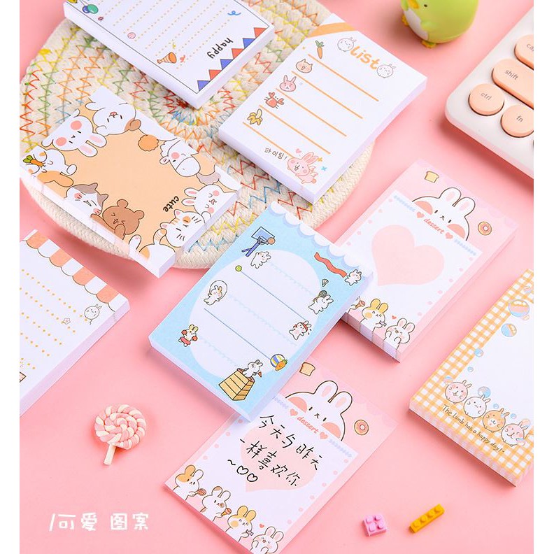 Giấy nhớ note ghi chú hoạt hình thỏ cute 100 trang