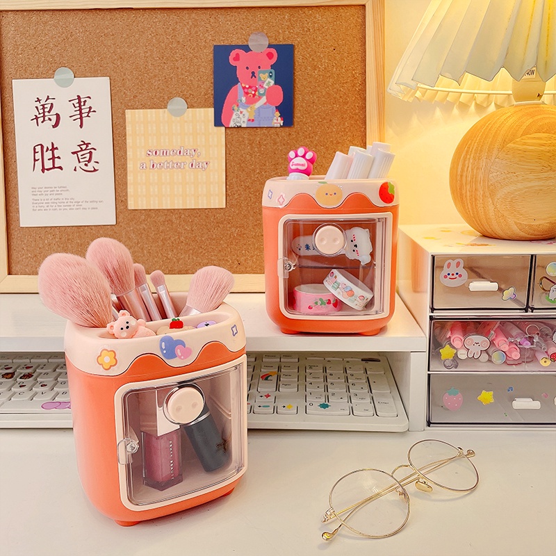 Hộp Đựng Bút Họa Tiết Heo Hoạt Hình Đáng Yêu Sức Chứa Lớn Đa Năng Giá Đỡ