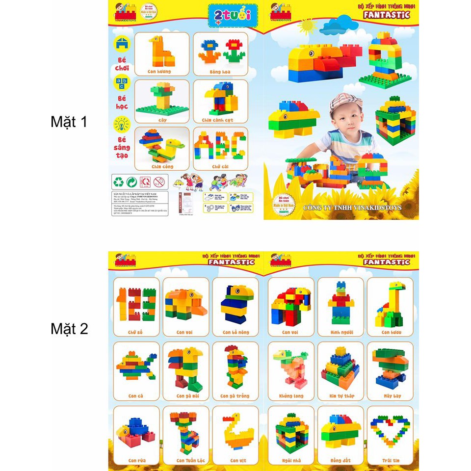 Đồ Chơi Lắp Ghép cho bé 102 chi tiết ✅ size Duplo- Hãng Vinakidstoys - Hàng Việt Nam chất lượng cao