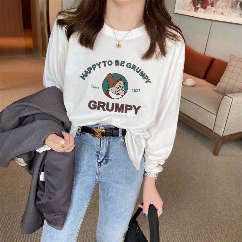 NRVP Áo Thun Nữ Tay Dài 100% Cotton Thời Trang Hàn Quốc