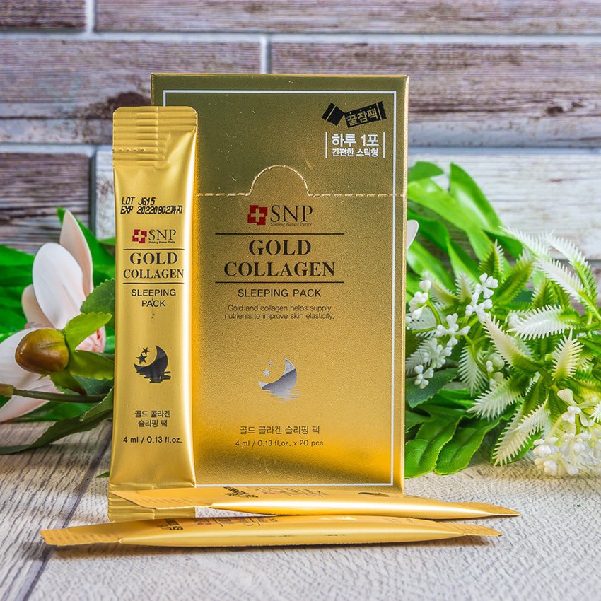 Mặt Nạ Ngủ SNP Gold Collagen Sleeping Pack 6 In 1 Dưỡng Ẩm Tái Tạo Da Tăng Cường Đàn Hồi Cho Da