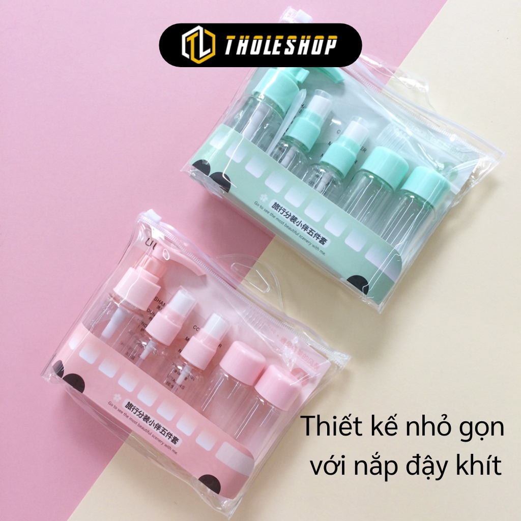 Bộ Chiết Mỹ Phẩm - Combo 5 Chai Nhựa Chiết Nước Rửa Tay, Dầu Gội, Sữa Tắm Du Lịch 4002