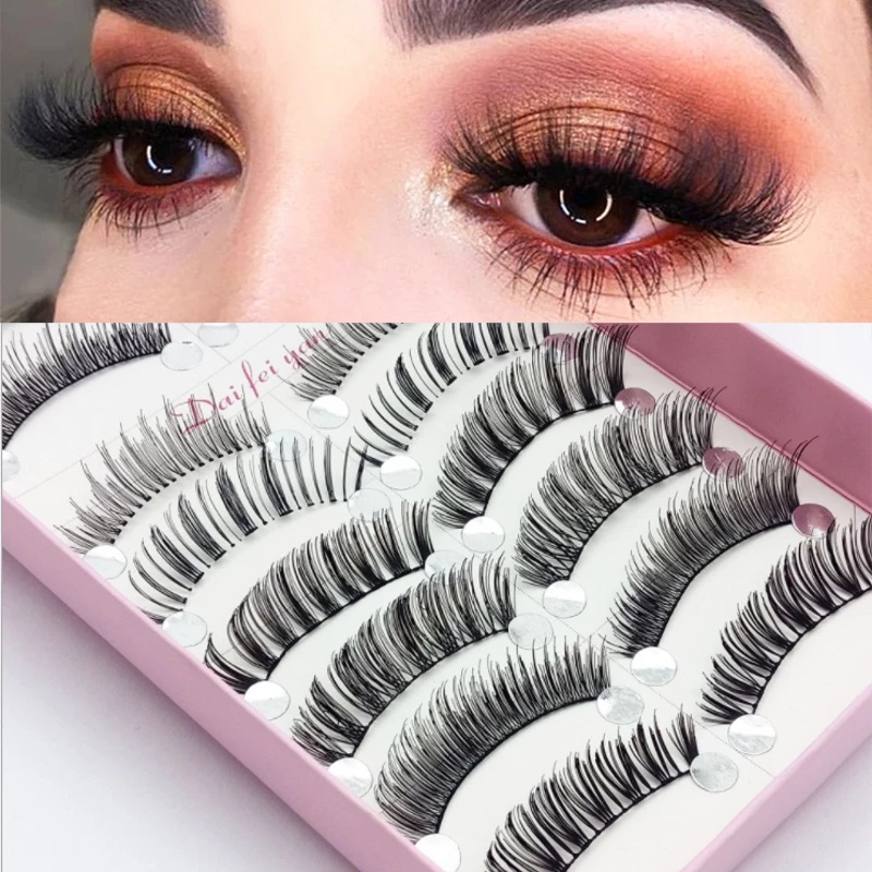 Set 10 Cặp Lông Mi Giả 3D Mềm Mại Dày Dặn Màu Đen Có Thể Tái Sử Dụng