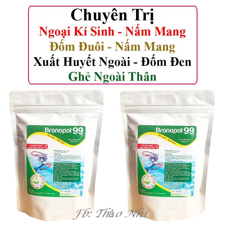 Bronopol 99: Chuyên Dùng Cho Cá - Tôm Bị Nấm, Ghẻ, Xuất Huyết gói nhỏ 50-200 gram