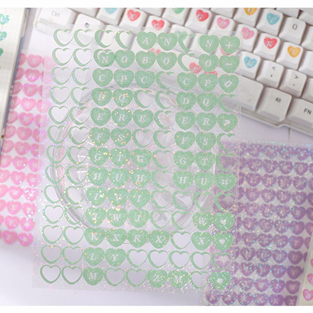 Miếng Dán Trang Trí Sổ Tay / Bàn Phím Màu Laser Hình Trái Tim Dễ Thương Diy