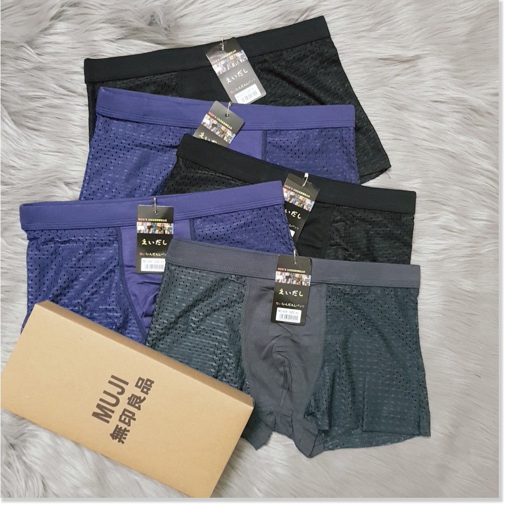 COMBO 5 QUẦN SỊP ĐÙI NAM NHẬP KHẨU NHẬT, QUẦN BOXER NAM THUN LẠNH CAO CẤP CÓ LỖ THOÁNG MÁT DỄ CHỊU KHI MẶC