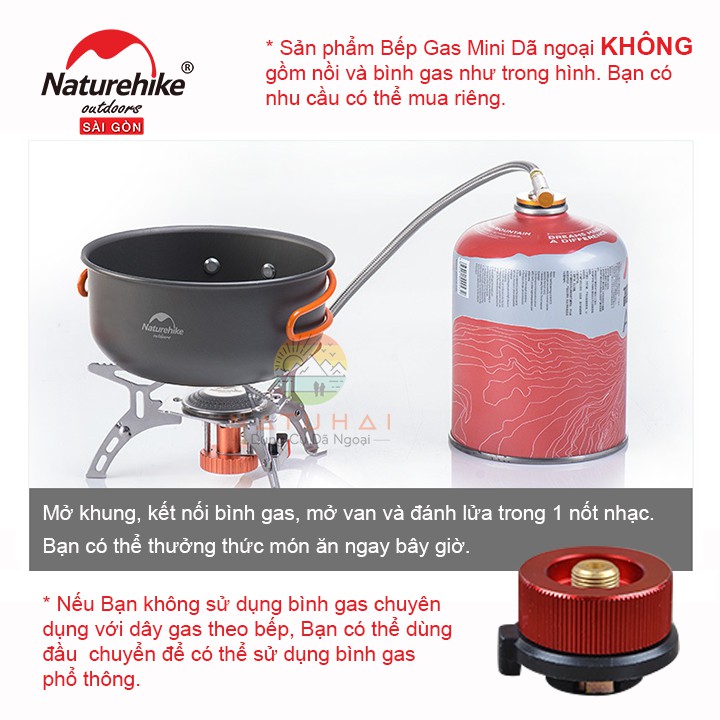 ❤ TẶNG Đầu Chuyển Đổi Bình Gas ❤ Bếp Gas Mini Du Lịch Naturehike NH17L040-T Thích Hợp Cắm Trại, Dã Ngoại - NATUHAI