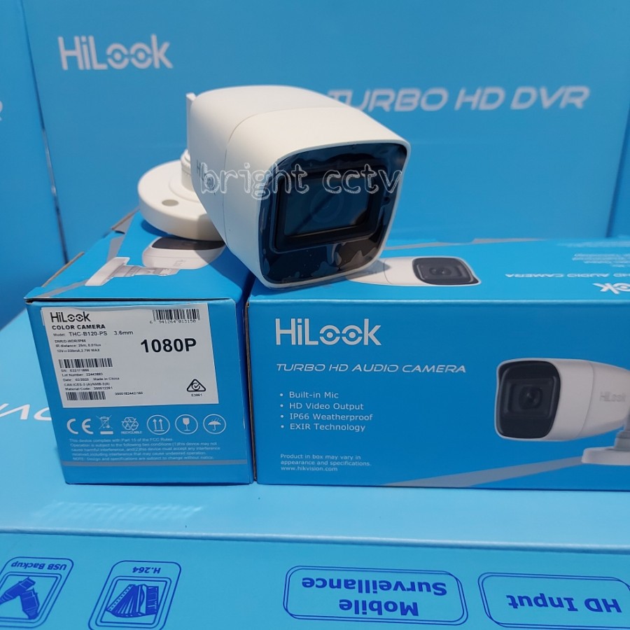 Camera HD-TVI thân trụ ngoài trời 2.0MP HiLook THC-B120-MS - Tích hợp míc - Hàng chính hãng