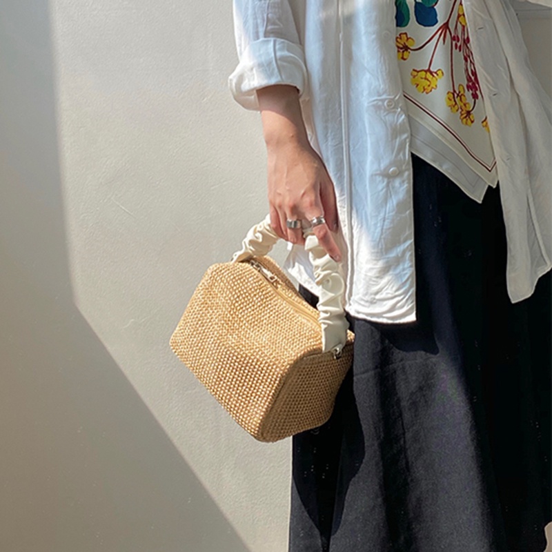 IELGY Túi kiểu cói đan màu sắc retro thời trang cho nữ