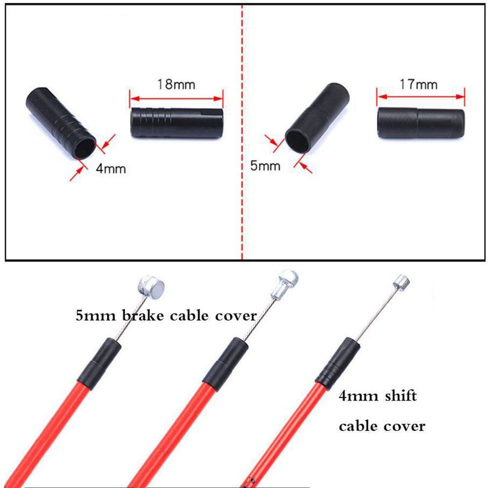 Set 50/100 đầu bịt ống dây phanh xe đạp bằng nhựa màu đen 4/ 5mm chất lượng cao