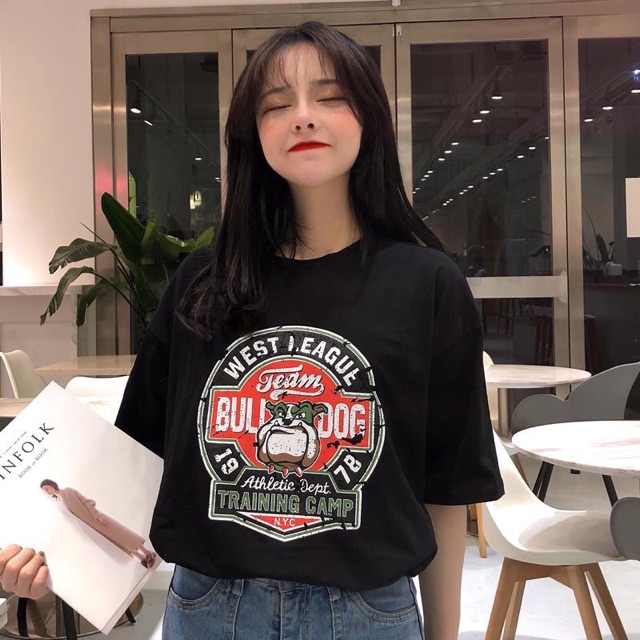 [FREESHIP] Áo Thun Tay Lỡ 💖 Form Rộng Unisex Nam Nữ 💖 Phong Cách Ulzzang Hàn Quốc TEAM BULLDOG Unisex | BigBuy360 - bigbuy360.vn