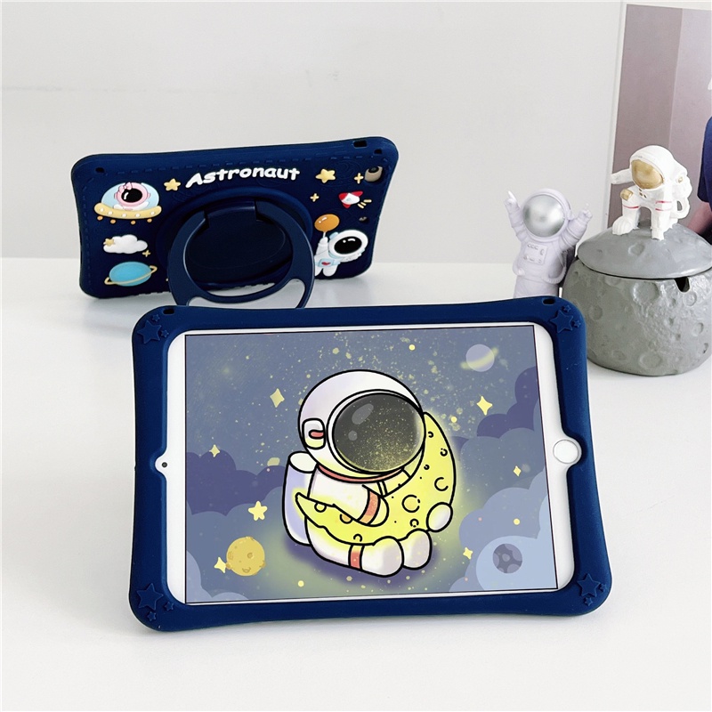 Bao Da Máy Tính Bảng Samsung Galaxy Tab A8 10.5" 2021 SM-X200 SM-X205 360° Vỏ Bảo Vệ Hộp Sạc Tai Nghe Airpods Hình Phi Hành Gia Xinh Xắn Kèm Dây Đeo Vai Tiện Dụng