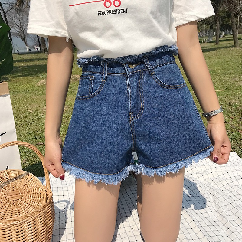 [Bán chạy] Quần shorts jean nữ lưng cao Ulzzang QNJ1