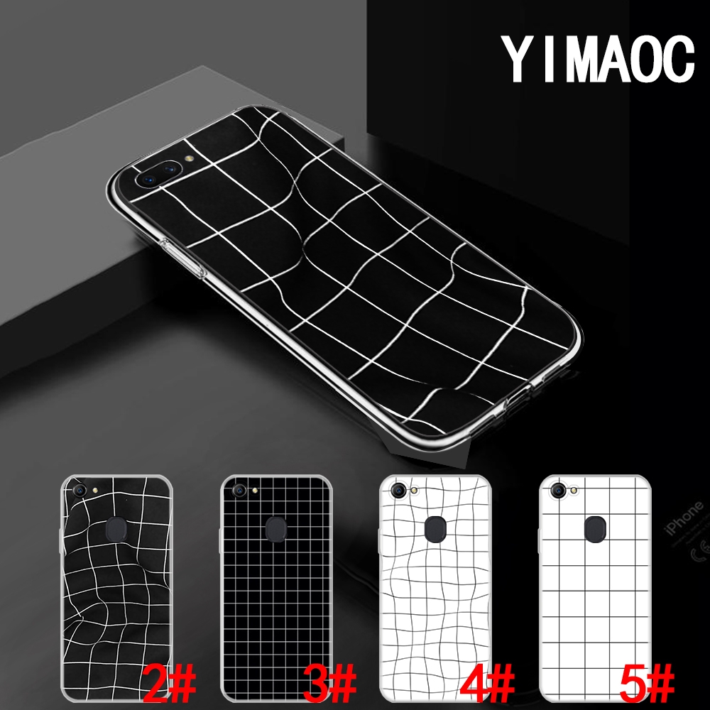 Ốp điện thoại TPU dẻo trong suốt in họa tiết kẻ ô 132Q cho OPPO A3S A5 A37 A39 A5S A7 A59 F1S F3 A1 F5 F7 F9 Pro