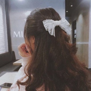 Kẹp tóc nơ ren bản to tiểu thư