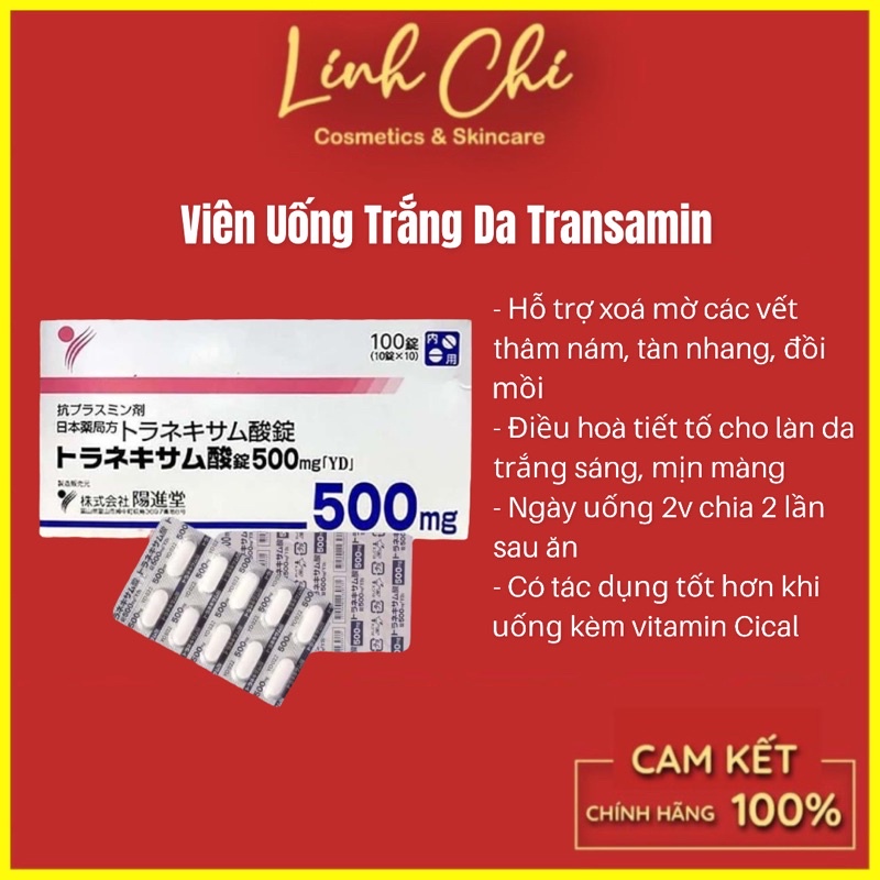 Viên Uống Trắng Da, Mờ Thâm Nám Transamin 500mg 100 viên Nhật Bản