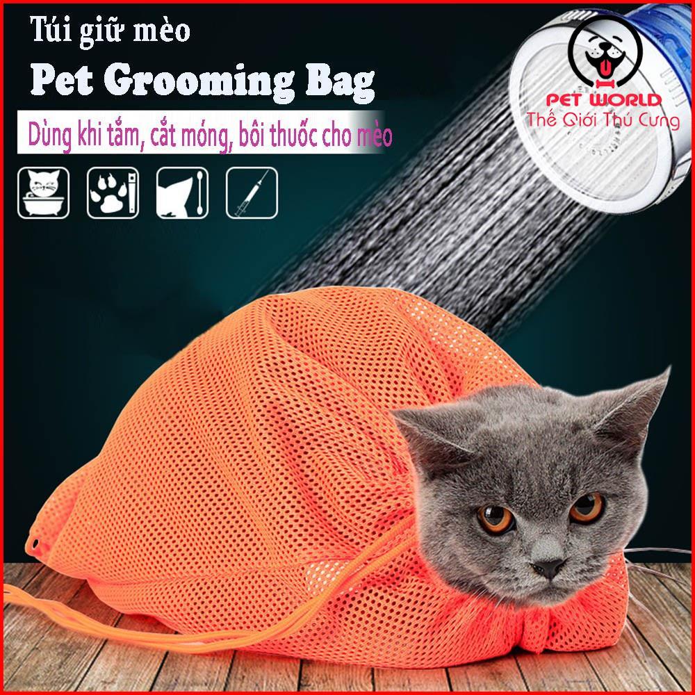TÚI LƯỚI ĐA NĂNG HỖ TRỢ TẮM MÈO - TÚI LƯỚI TẮM VÀ CẮT MÓNG CHO MÈO
