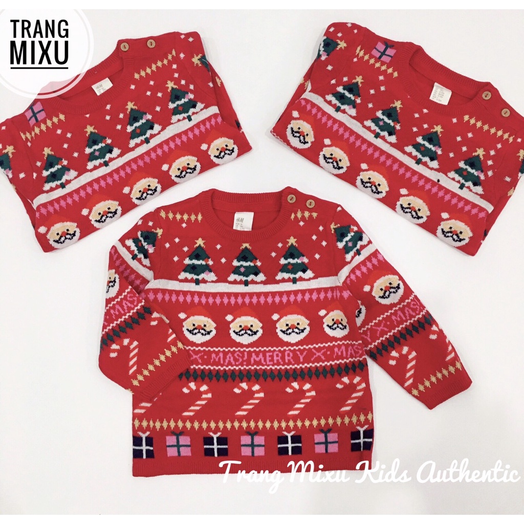 Áo len đỏ Noel bé trai HM Auth