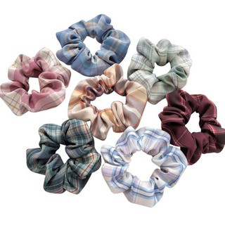 Dây buộc tóc vải Hàn Quốc SCrunchies,hoạ tiết kẻ caro mang phong cách vintage
